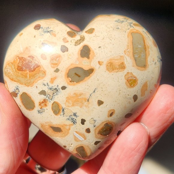 Peruvian Leopardite Jasper Heart Mineral Natural Stone Valentine - Picture 2 of 4